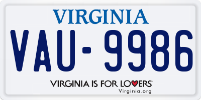VA license plate VAU9986