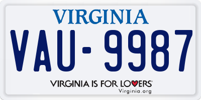 VA license plate VAU9987