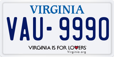 VA license plate VAU9990