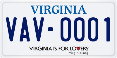VA license plate VAV0001