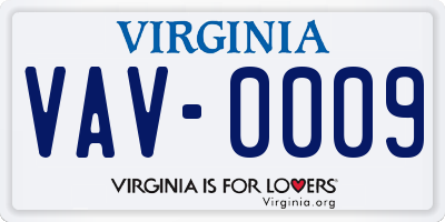 VA license plate VAV0009