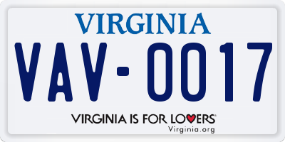 VA license plate VAV0017