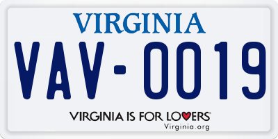 VA license plate VAV0019