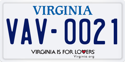 VA license plate VAV0021