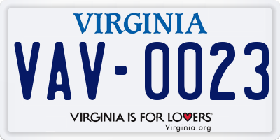 VA license plate VAV0023