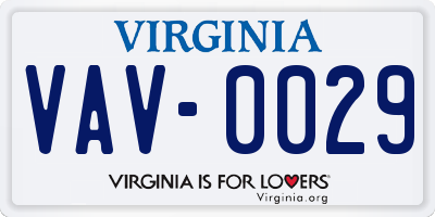 VA license plate VAV0029