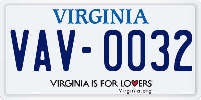 VA license plate VAV0032