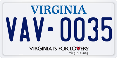 VA license plate VAV0035