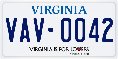 VA license plate VAV0042