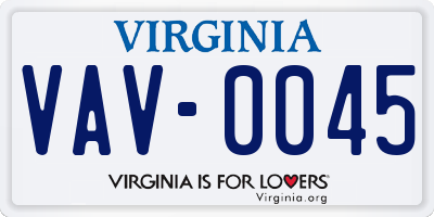 VA license plate VAV0045