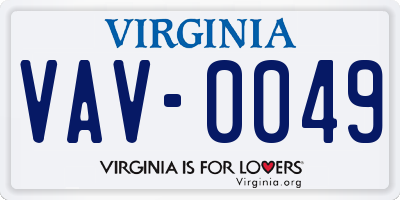VA license plate VAV0049