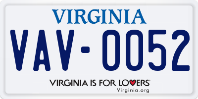 VA license plate VAV0052