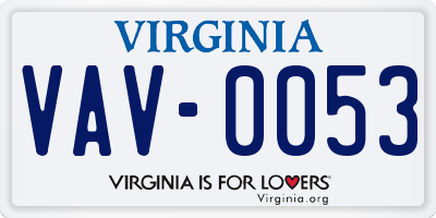 VA license plate VAV0053