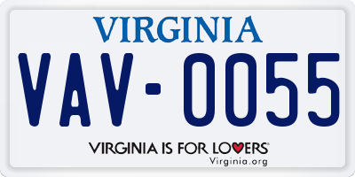 VA license plate VAV0055