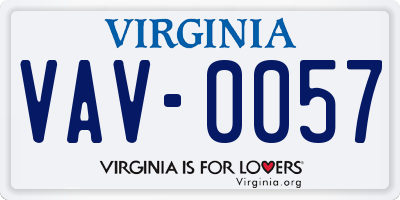VA license plate VAV0057