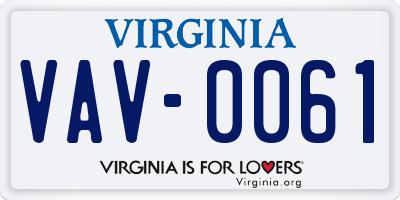 VA license plate VAV0061