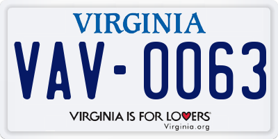 VA license plate VAV0063