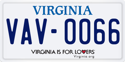 VA license plate VAV0066