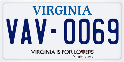 VA license plate VAV0069