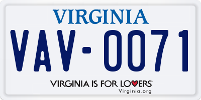 VA license plate VAV0071