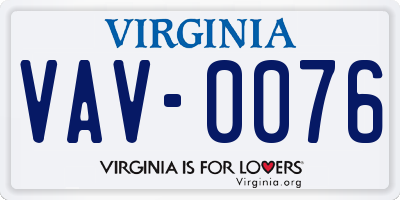 VA license plate VAV0076