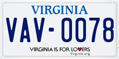 VA license plate VAV0078