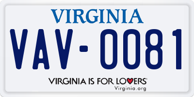 VA license plate VAV0081