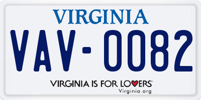 VA license plate VAV0082