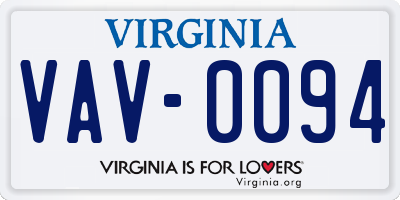VA license plate VAV0094
