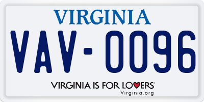 VA license plate VAV0096