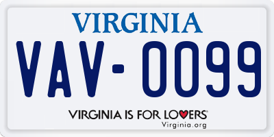 VA license plate VAV0099