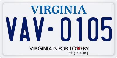 VA license plate VAV0105