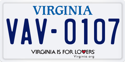 VA license plate VAV0107