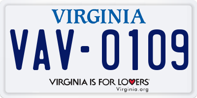 VA license plate VAV0109