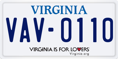 VA license plate VAV0110