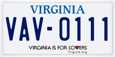 VA license plate VAV0111