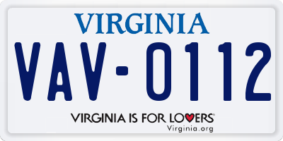 VA license plate VAV0112