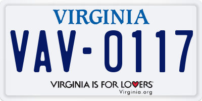VA license plate VAV0117