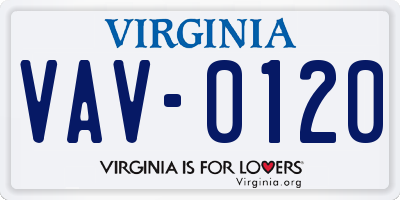 VA license plate VAV0120