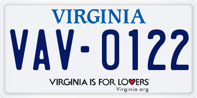 VA license plate VAV0122