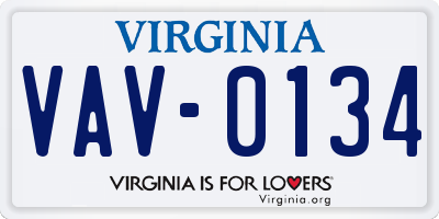 VA license plate VAV0134