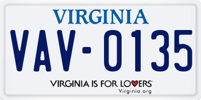 VA license plate VAV0135