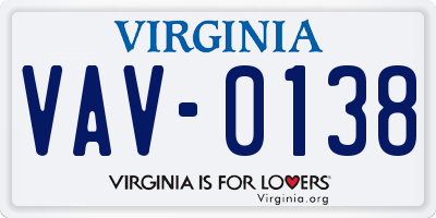 VA license plate VAV0138