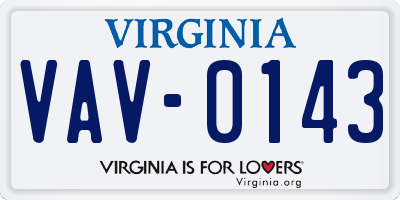 VA license plate VAV0143