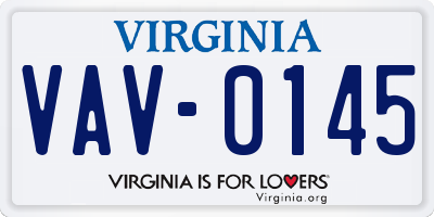 VA license plate VAV0145