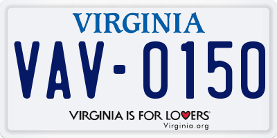 VA license plate VAV0150