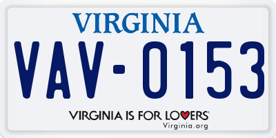 VA license plate VAV0153