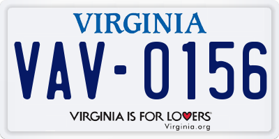VA license plate VAV0156