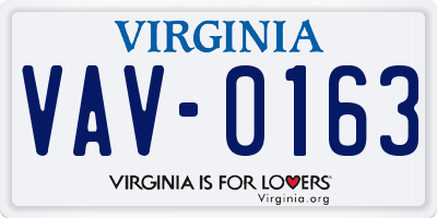 VA license plate VAV0163
