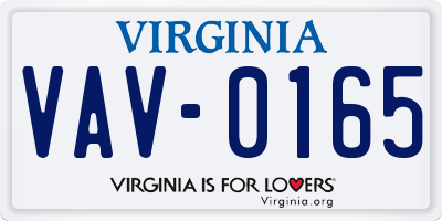 VA license plate VAV0165